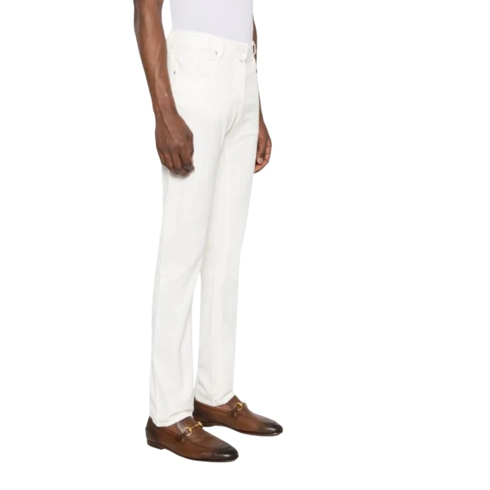 Jacob Cohën Slim Fit Bard Broek met knoopsluiting White Heren