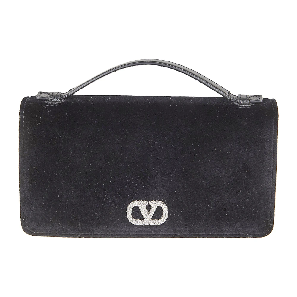 Valentino Garavani Women's Black Vlogo Signature Velvet Chain Wallet, Wallets & Cardholders, One Size, Accessories