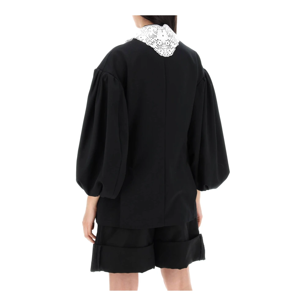 Simone Rocha Wollen blend double-breasted ballonmouw blazer Black Dames