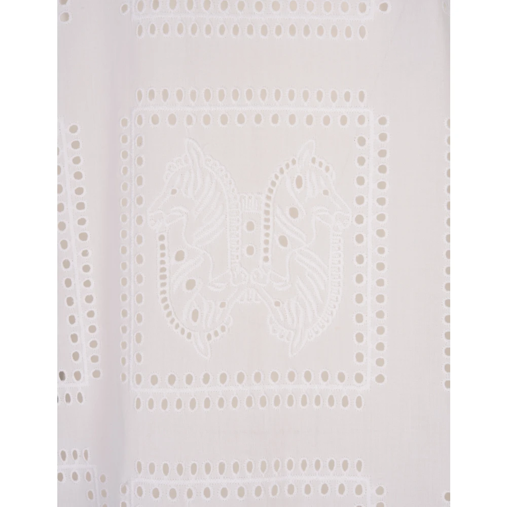 TORY BURCH Witte Geperforeerde Katoenen Tuniek Jurk White Dames