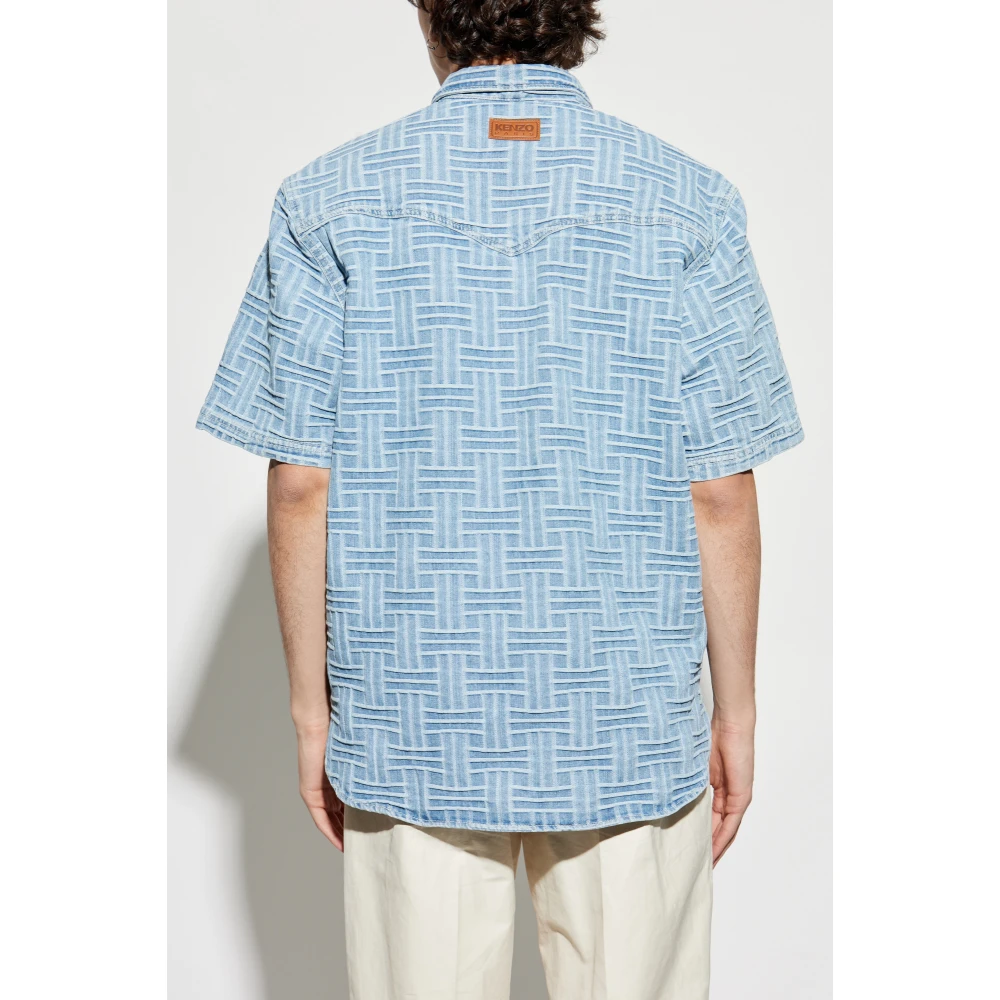 Kenzo Denim shirt met korte mouwen Blue Heren