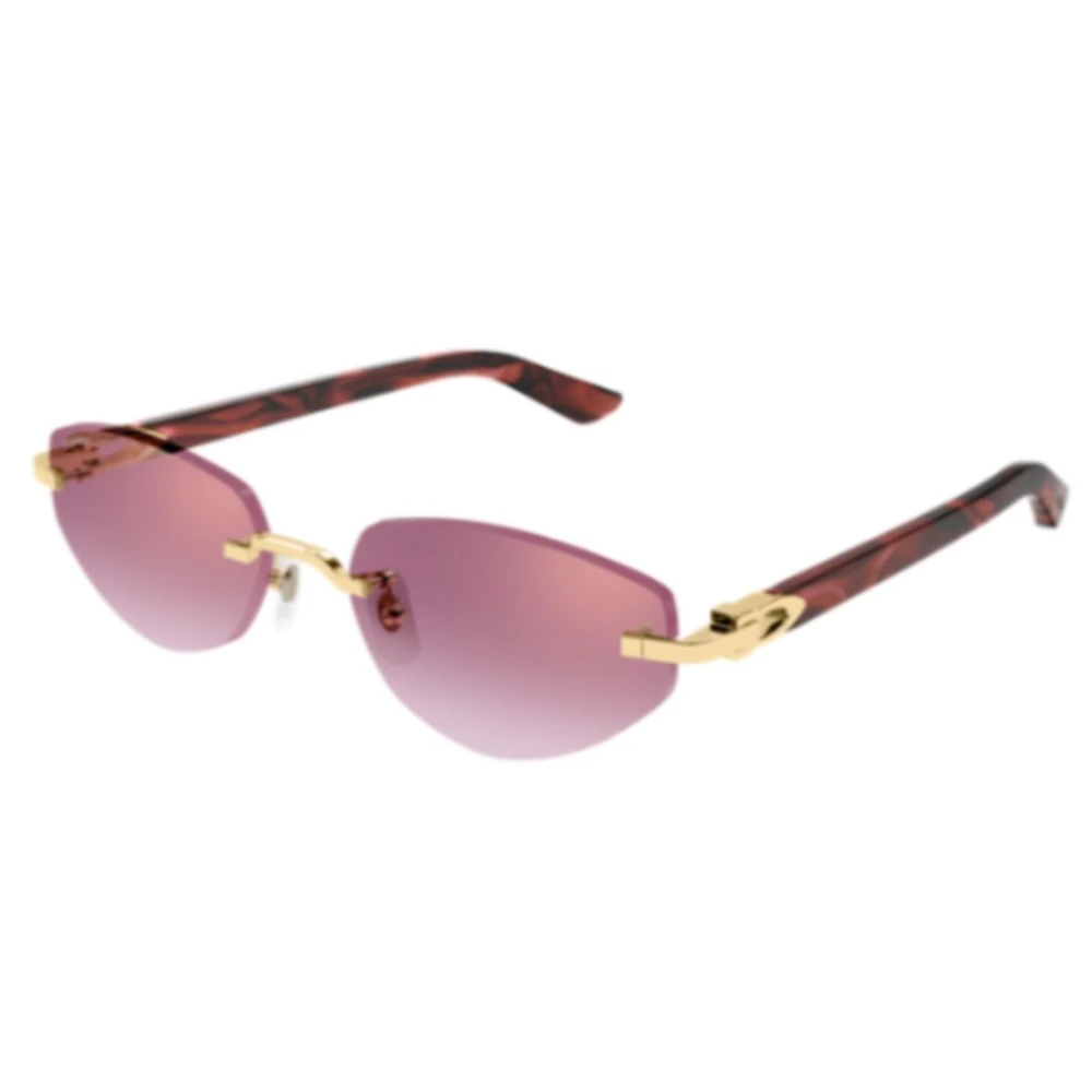 Cartier Unisex Yellow Sunglasses, 56 Mm, Rimless Cat-Eye Sunglasses