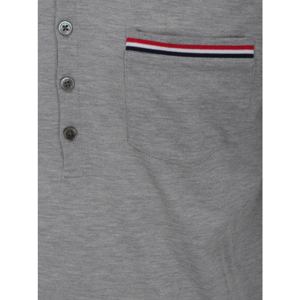 Thom Browne Grijze Polo Shirt met RWB Streep Gray Heren