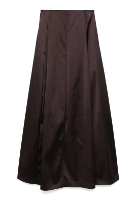 Brun Satin Maxi Kjol