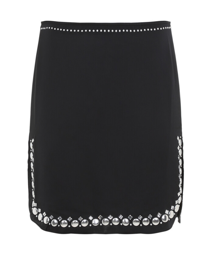 black-satin-studded-mini-skirt