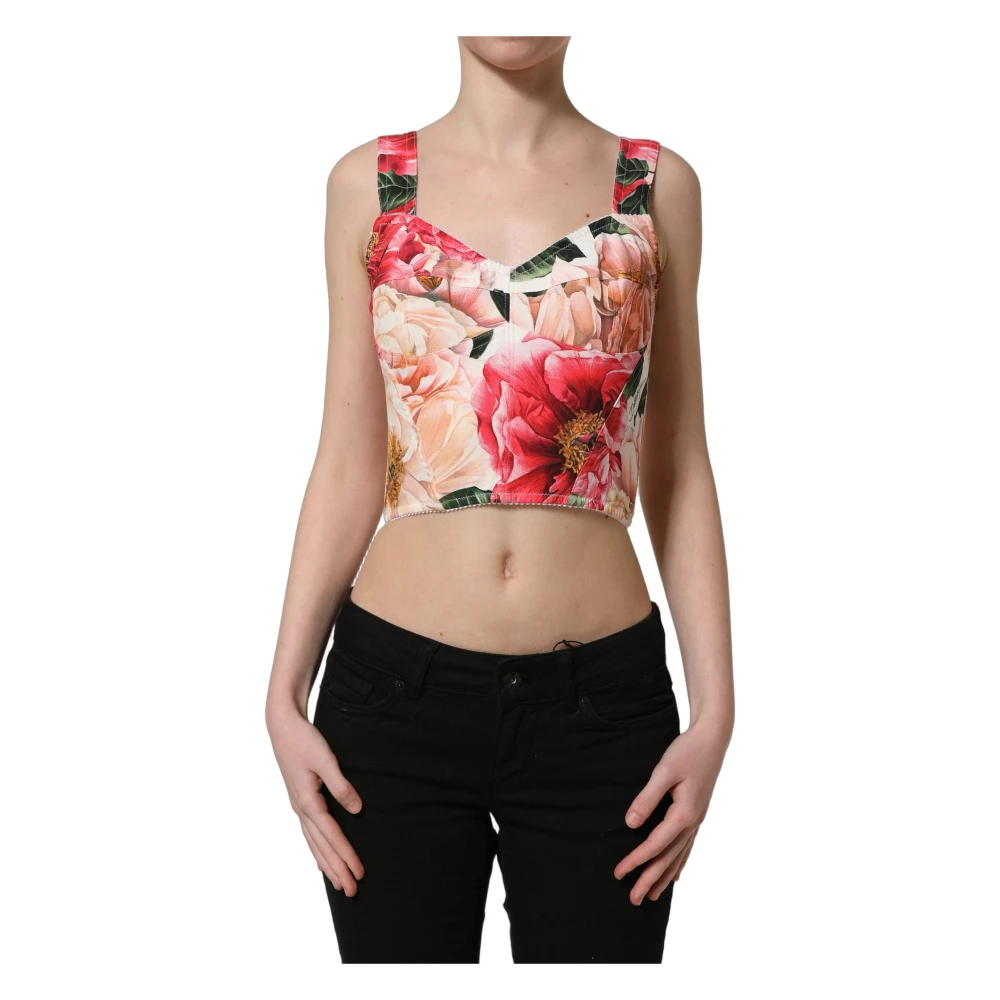 Dolce & Gabbana Multicolor Cropped Bustier Tank - Female - Sleeveless Tops - 3XS - Tops