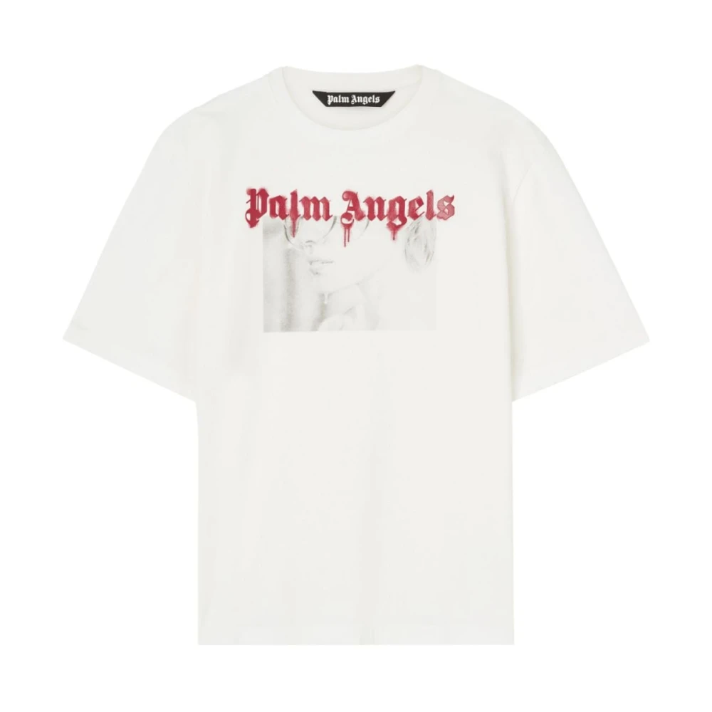 Palm Angels Grafische Print Crew Neck T-shirt White Heren