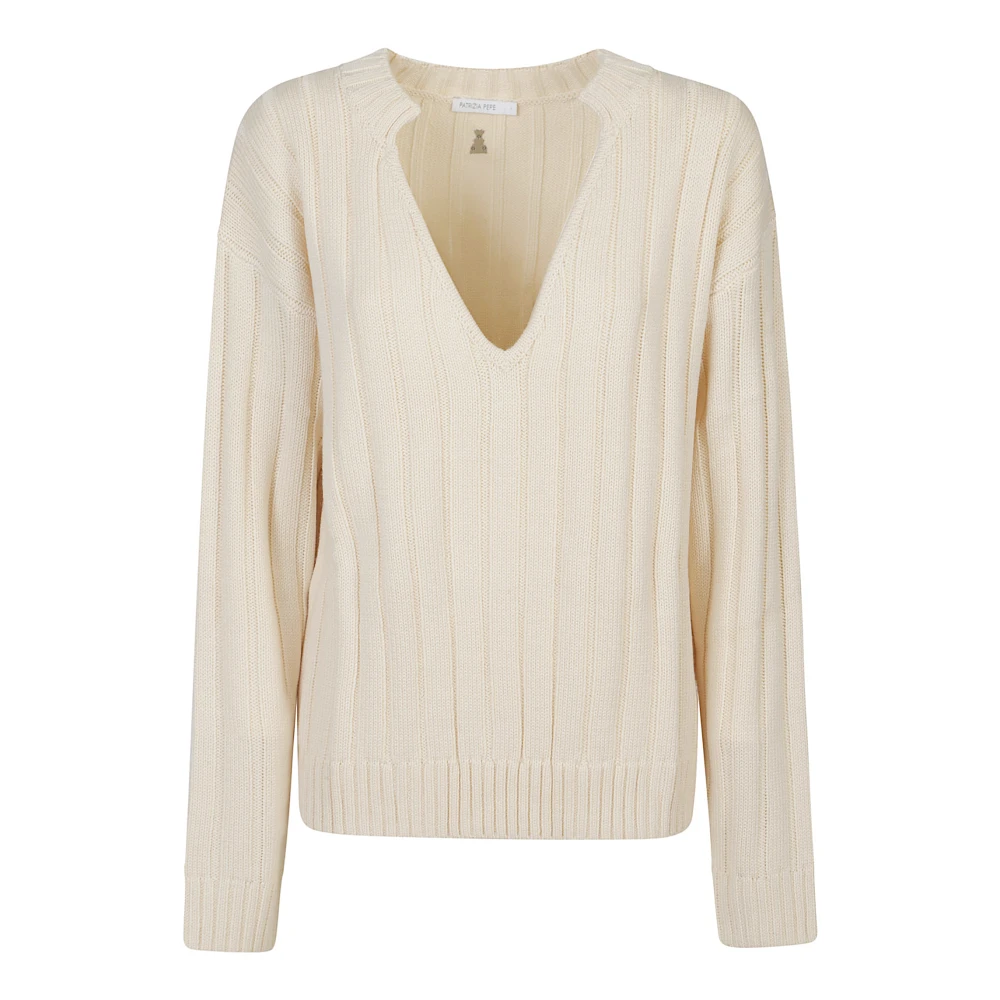 Patrizia Pepe Beige V-Ringad Tröja