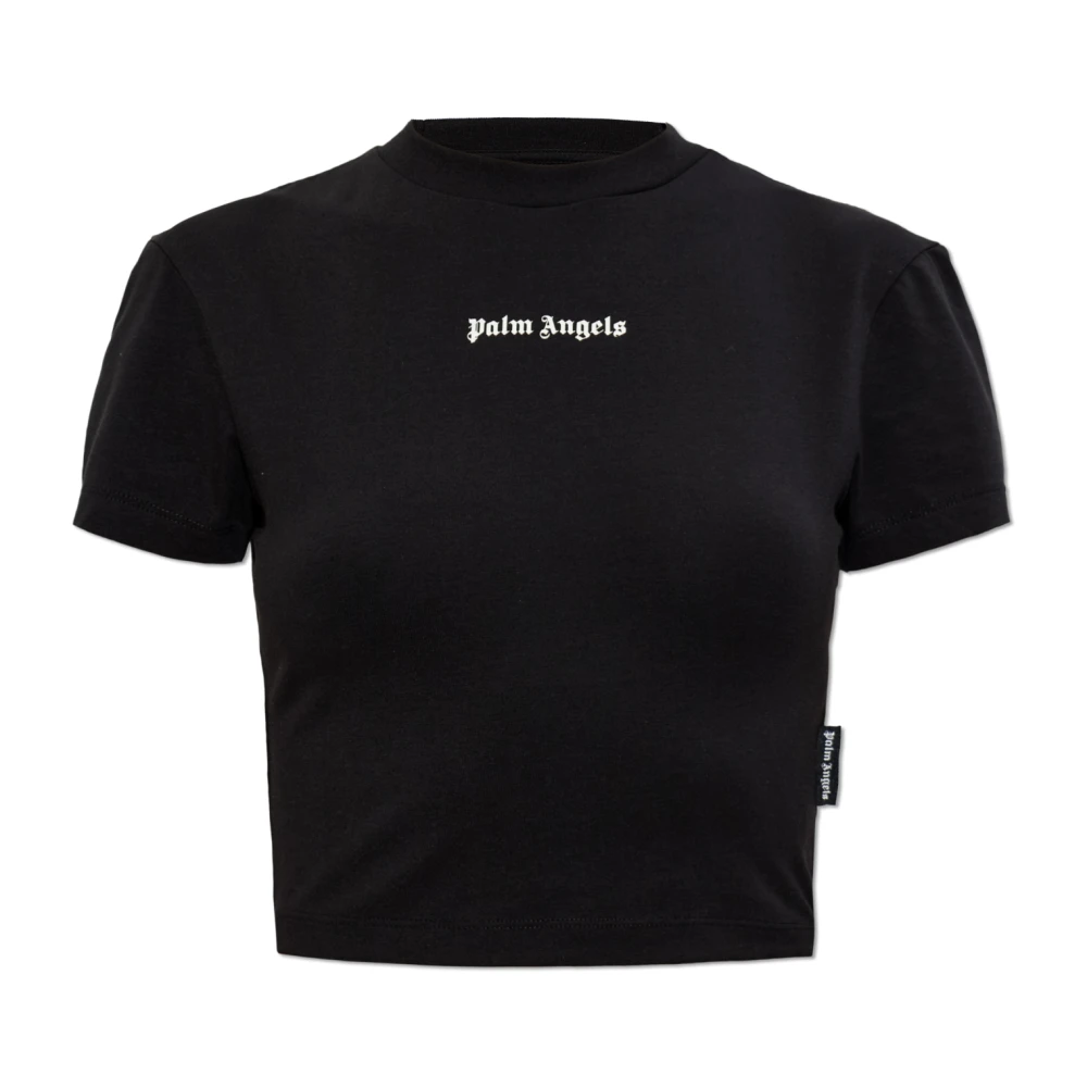 Palm Angels Femme Noir Tops, Taille: 38 Fr Top Court Avec Logo Imprimé