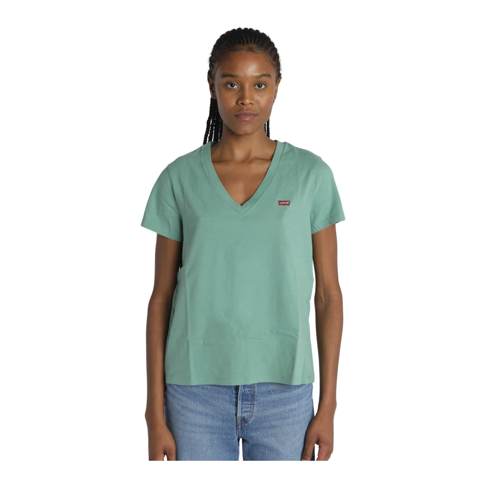 Levi's Groene V-hals T-shirts en Polos Green Dames