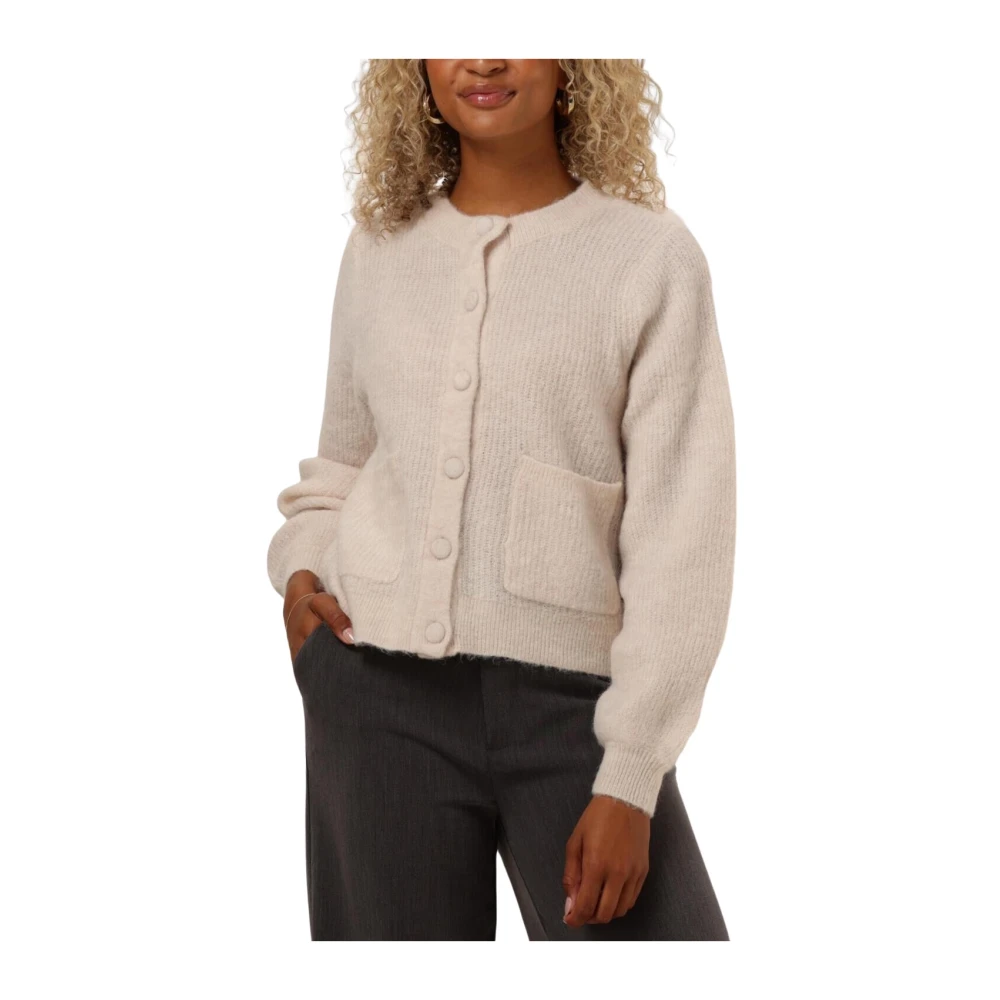 Selected Femme Gebreid Zakkenvest Beige Dames