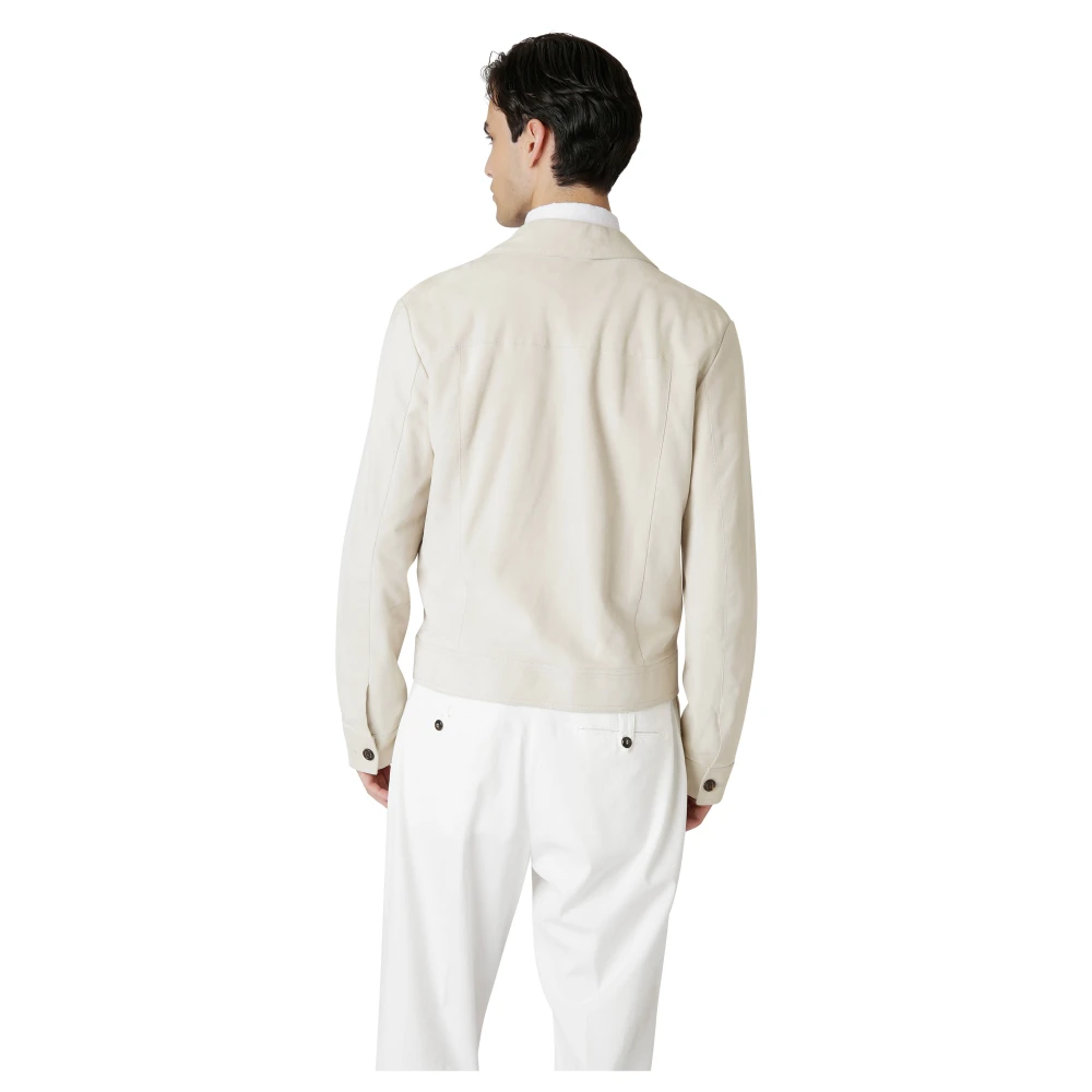 Eleventy Suède Hars Jas Hem Kraag Beige Heren