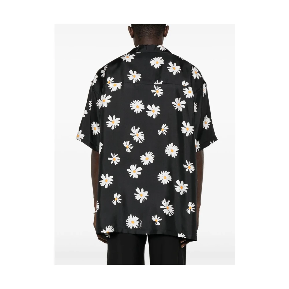 Moschino Zwarte Campkraag Overhemd Korte Mouwen Black Heren