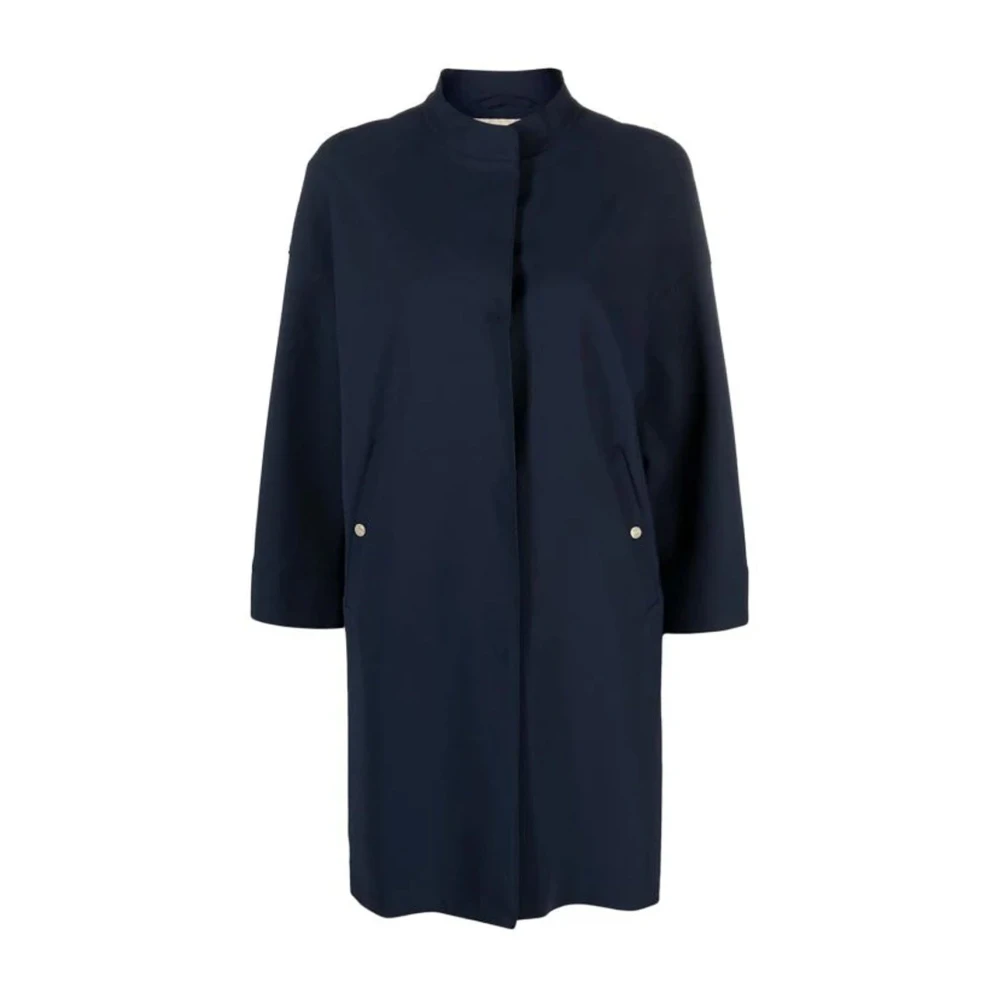 Herno Women's Blue Concealed-Fastening Coat - Single-Breasted Coats - 4XL - Coats