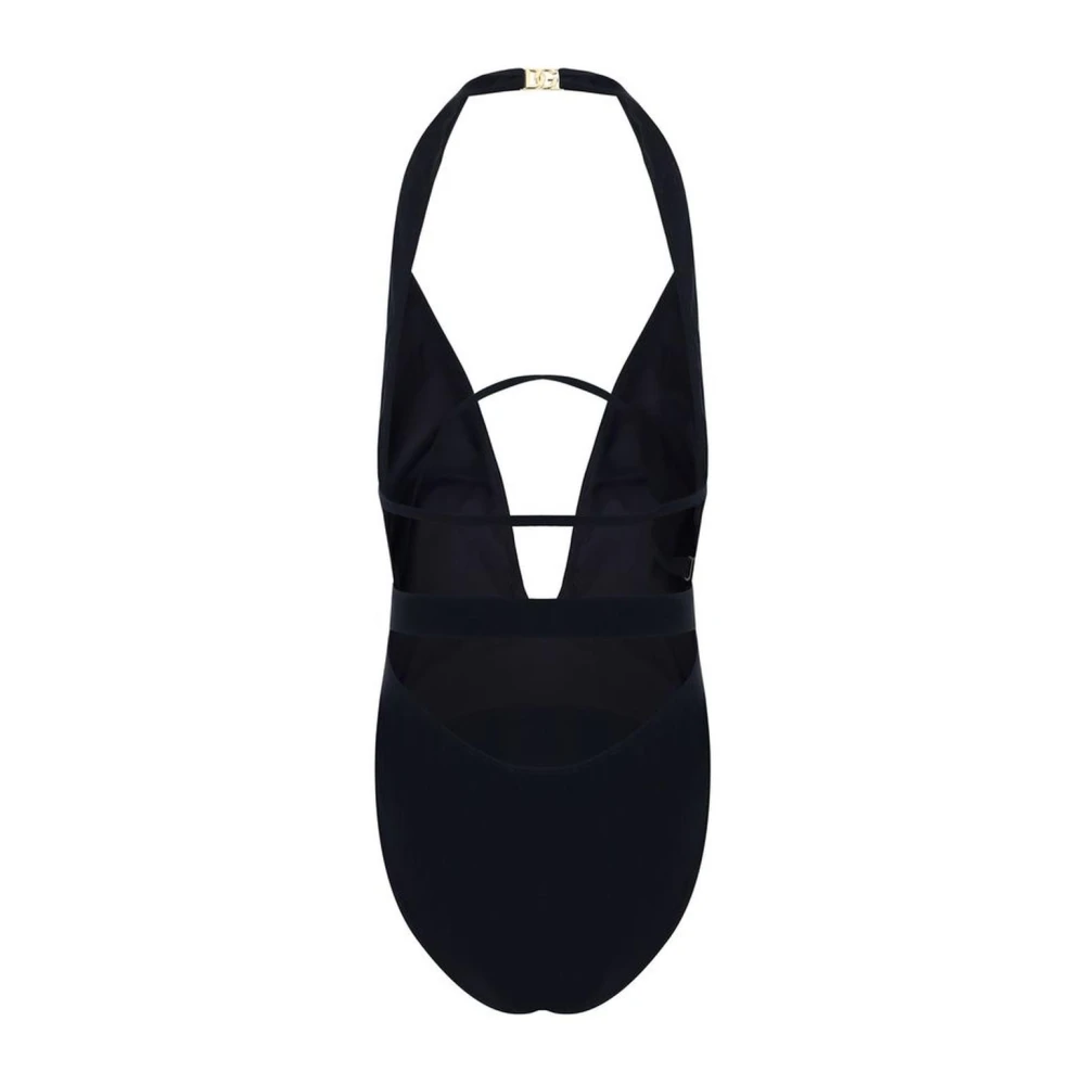 Dolce & Gabbana Gouden V-hals Monochrome Badpak Black Dames