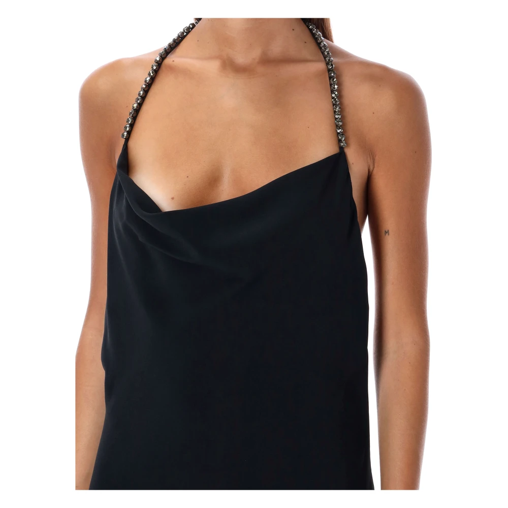 Stella Mccartney Zwarte Kristalbandjes Lange Jurk Black Dames