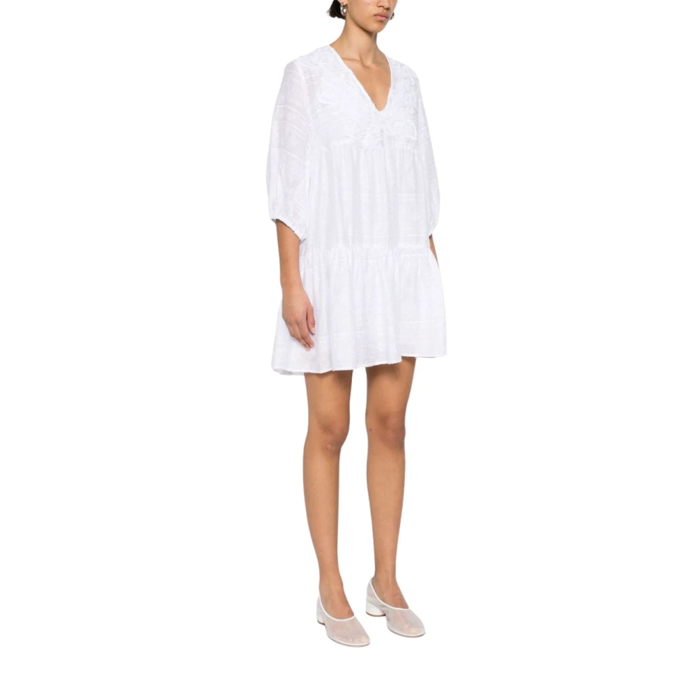Ermanno Scervino Witte Jurk met Wijd Uitlopende Zoom en Elastische Manchetten White Dames