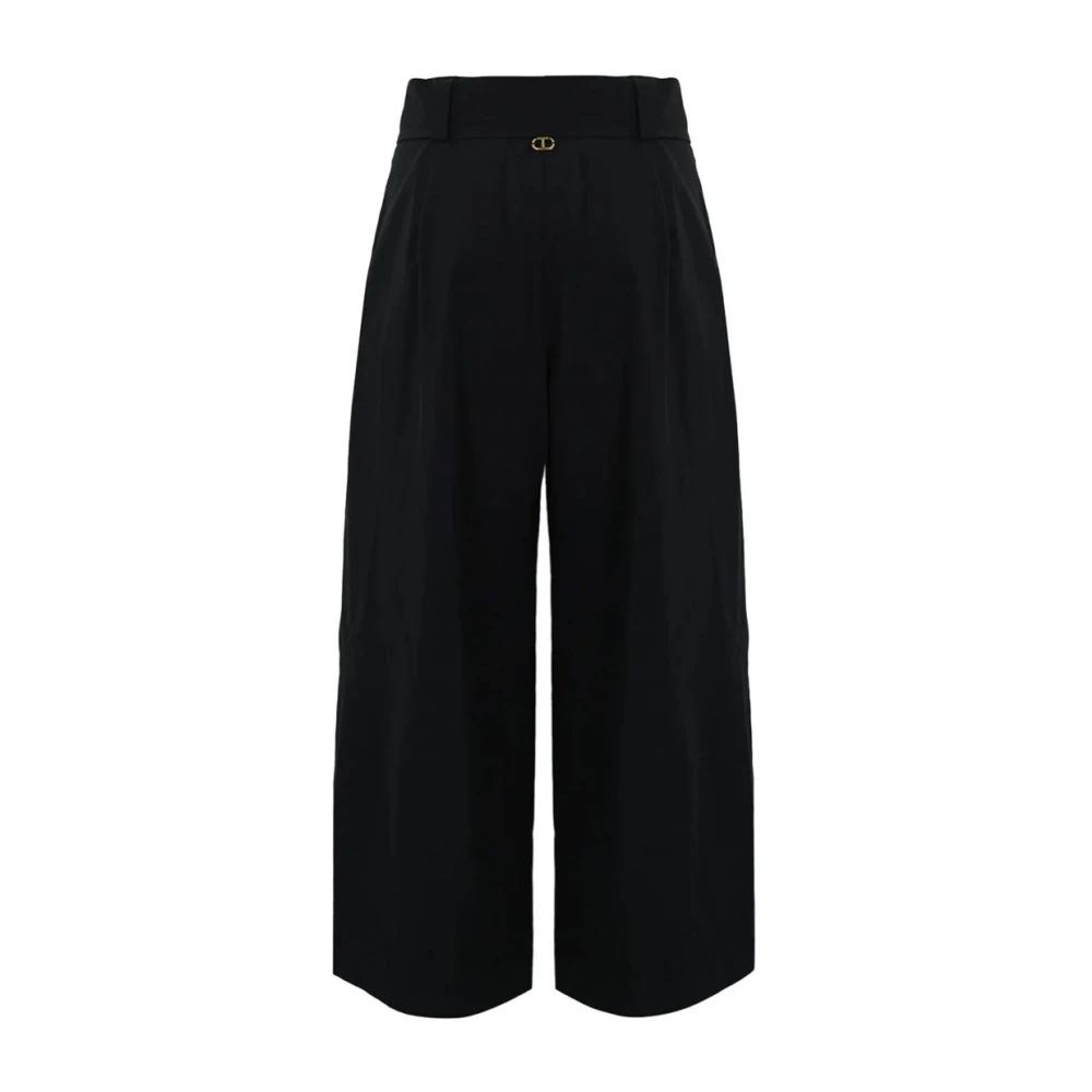 Twinset Katoenen Palazzo Broek met Plooien Black Dames