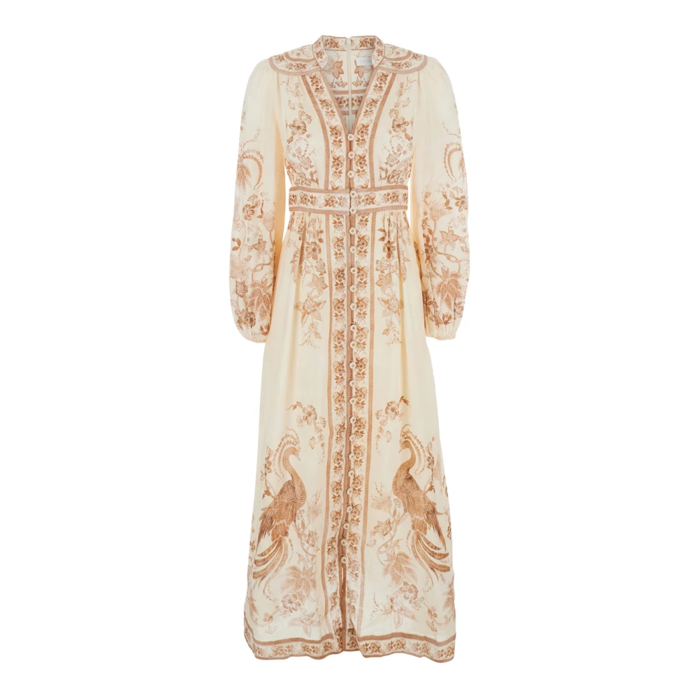 Zimmermann Indra Plunge Midi Dress - Female - Maxi Dresses - Multicolor - L - Dresses