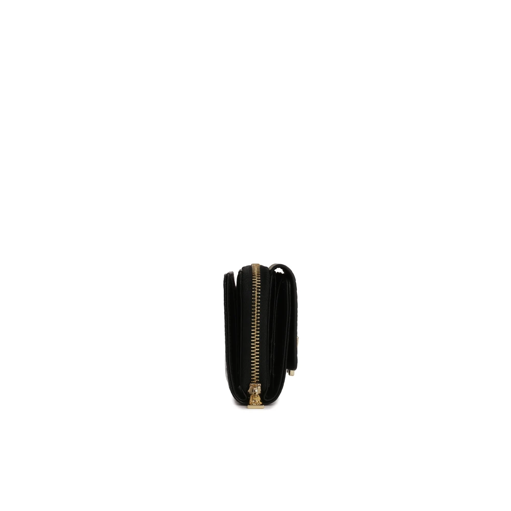 Kazar Compacte portemonnee in krokodillenpatroon met decoratieve sluiting Black Dames