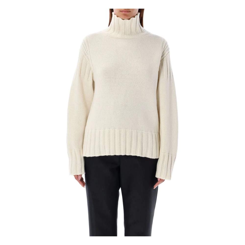 Jil Sander Women's Beige Cashmere Knitwear, Xs, Cashmere High Neck Jumper