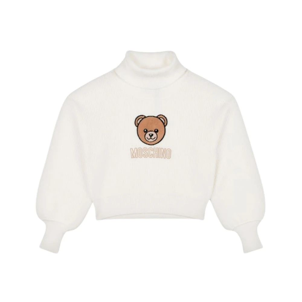 Moschino White Teddy Bear Turtleneck Jumper - Female - Kids Knitwear - 8 Y - Kids