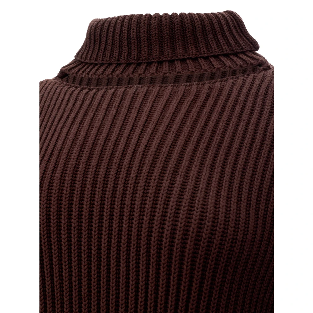 Bottega Veneta Chunky Cotton Ribbed Dress Brown Dames