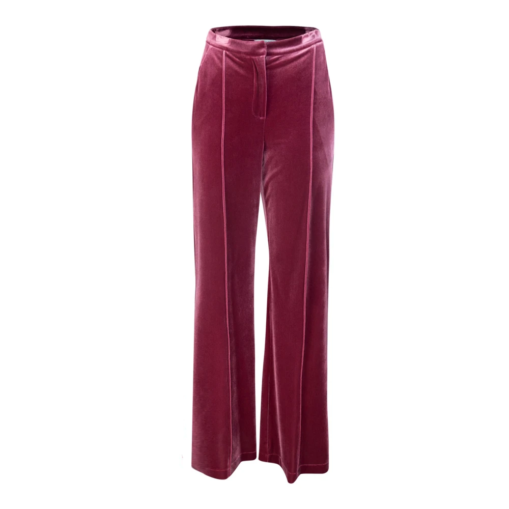 PATRIZIA PEPE Fluwelen Hoge Taille Wijde Pijp Broek Purple Dames