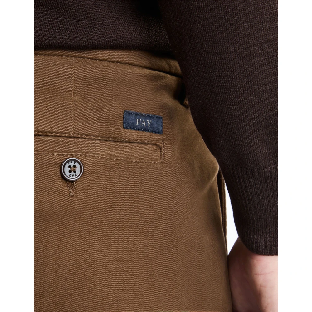 Fay Slim Gabardine Broek Brown Heren
