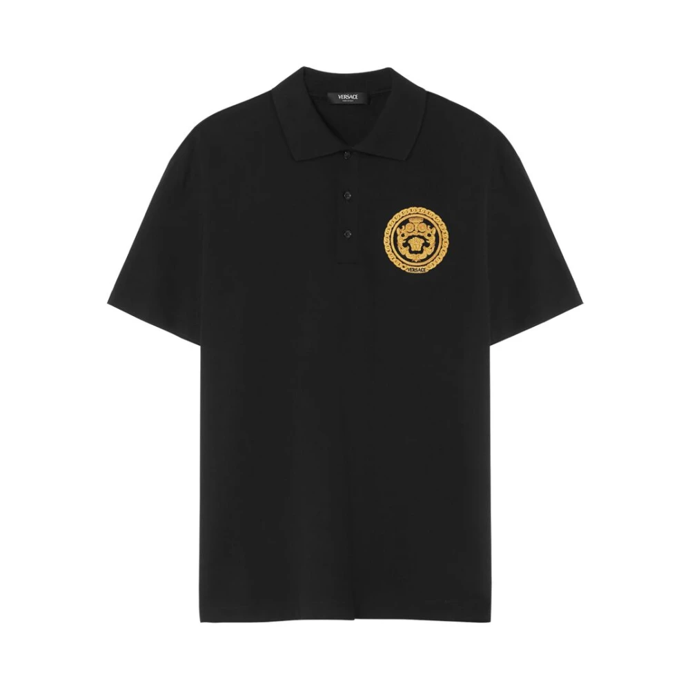 Versace Zwarte Polokraag Trui Black Heren