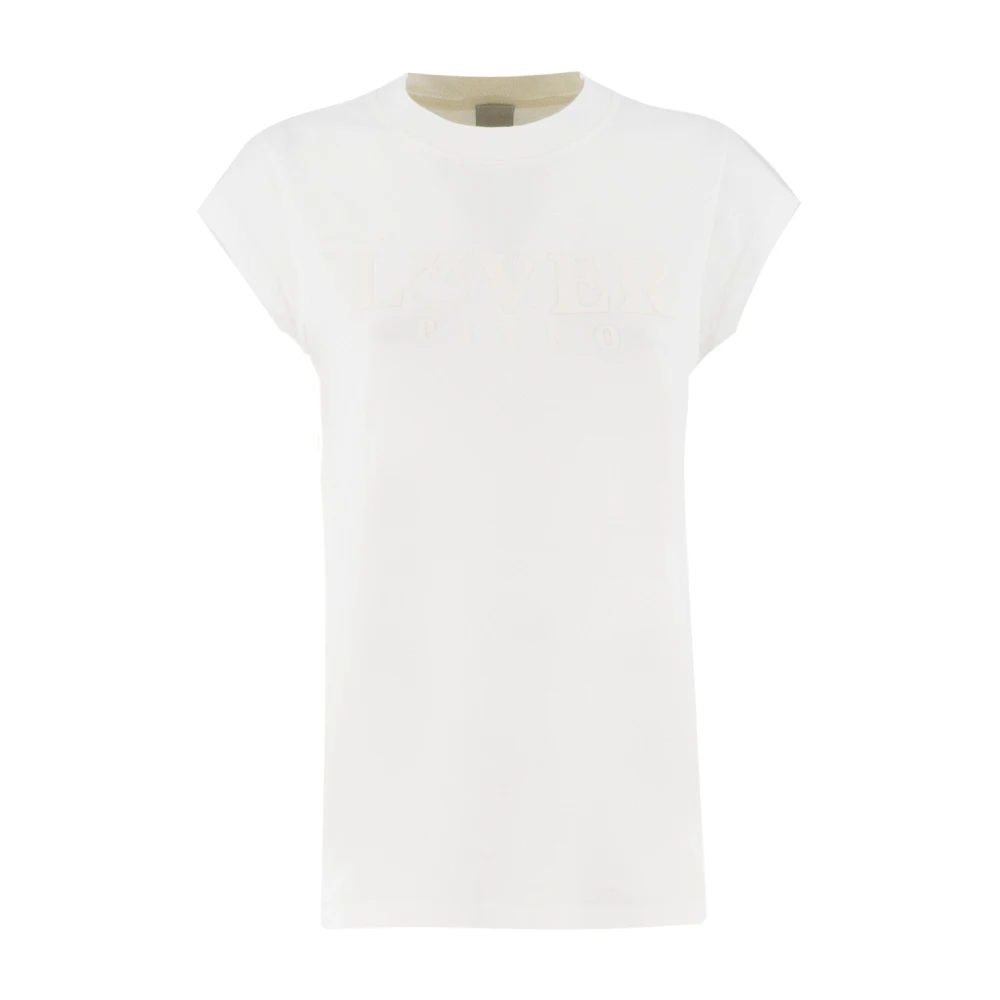 Pinko Crew-neck Katoenen T-shirt met Lover Print White Dames
