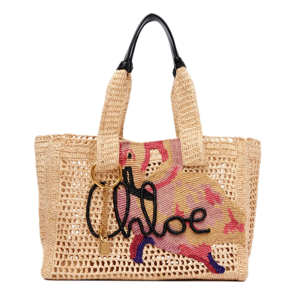 Chloé Women's Beige Shopping Bags, One Size, Summer Banana East-West Tote Bag