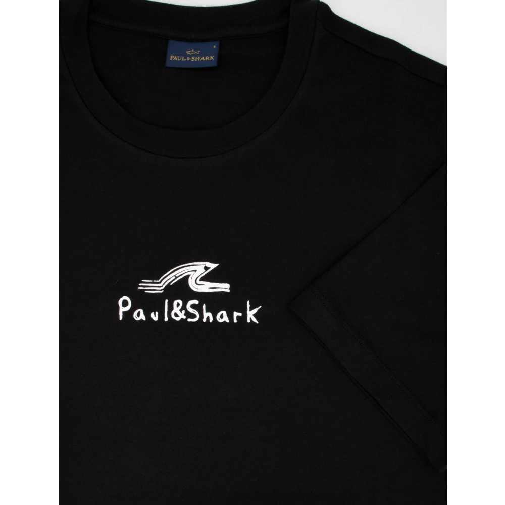 PAUL & SHARK Katoenen Crew-neck T-shirt met Print Black Heren