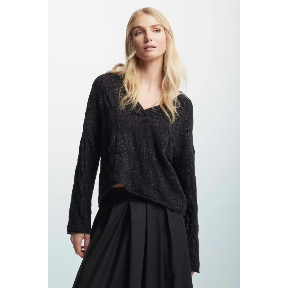 Kocca V-hals Kabeltrui Black Dames