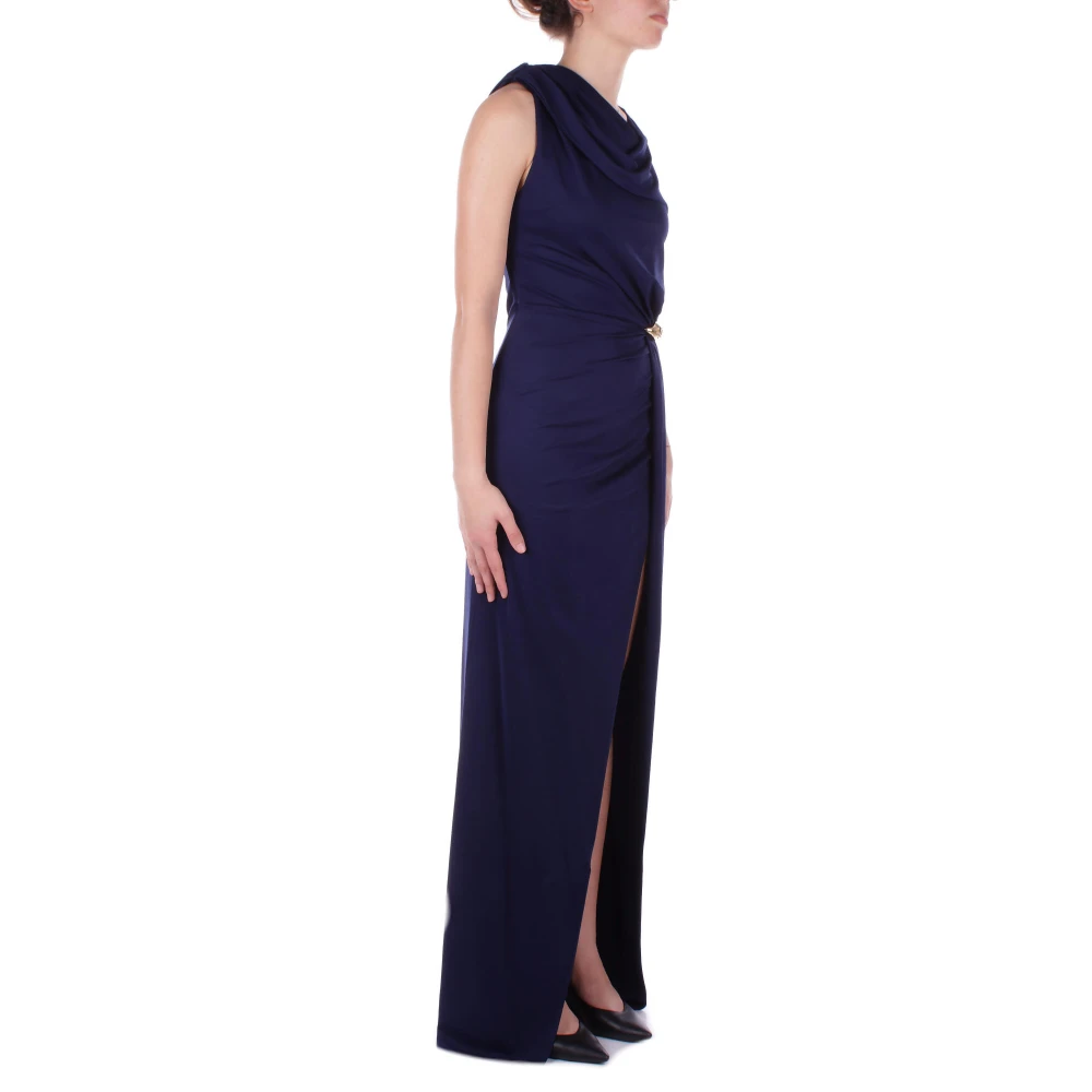 Elisabetta Franchi Blauwe Red Carpet Jurk met Ornament Blue Dames