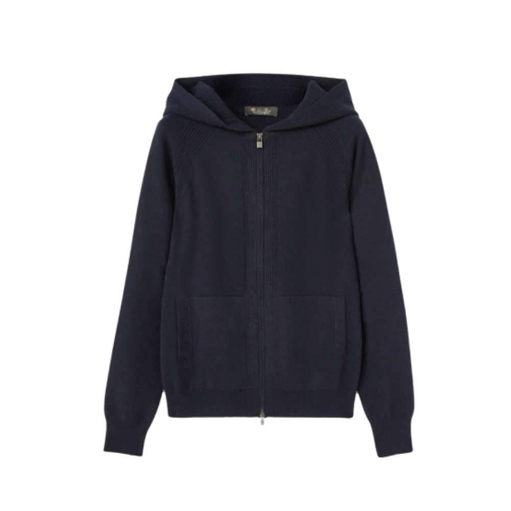 Loro Piana Blauwe Casual Bomber Jas Ritssluiting Blue Dames
