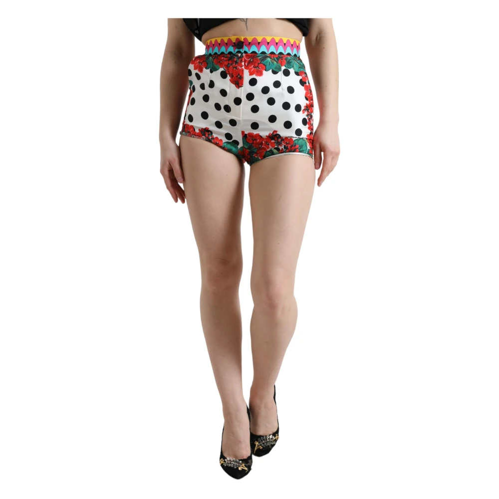 Dolce & Gabbana Hoge Taille Multicolor Zijden Hotpants Multicolor Dames