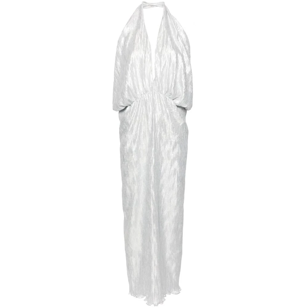 L'idée Metallic Halternek Jurk met Diepe V-hals Gray Dames