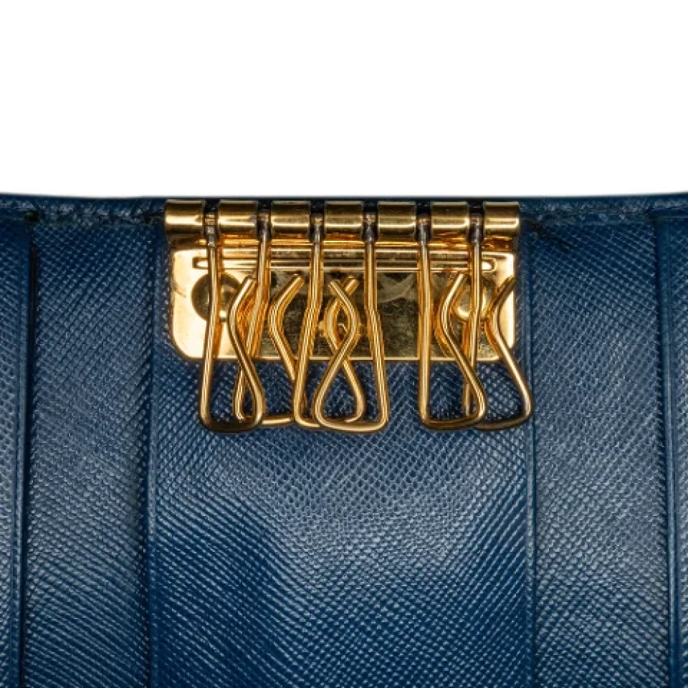 Prada Vintage Pre-owned Leather key-holders Blue Dames