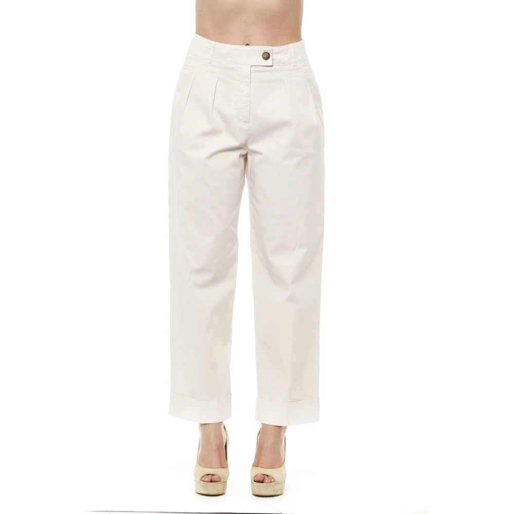 PESERICO Beige Wijde Palazzo Broek Hoge Taille Beige Dames