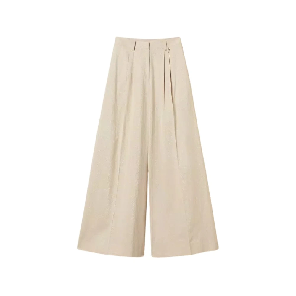 Twinset Beige Wide Trousers, Female, L, Actitude Wide Trousers