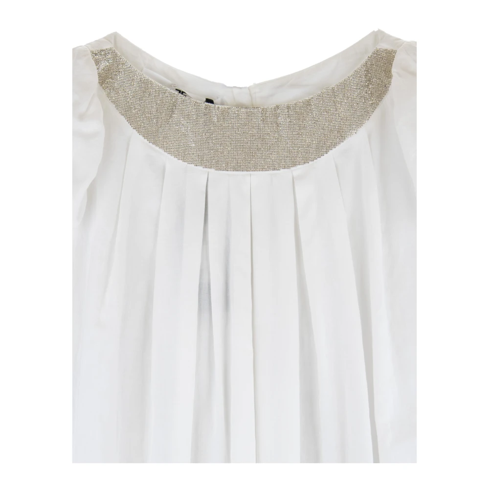Elisabetta Franchi Korte Katoenen Jurk met Rits Haak White Dames