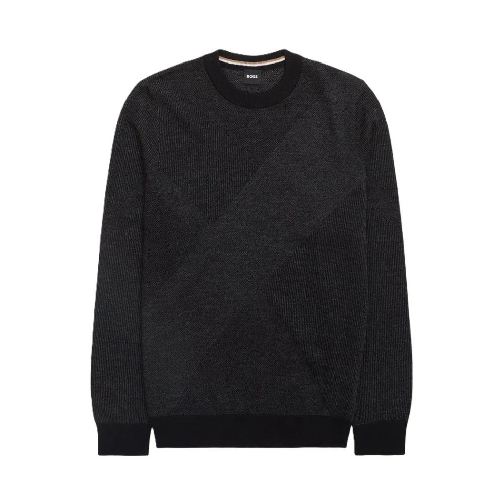 Boss Jacquard wollen trui Black Heren
