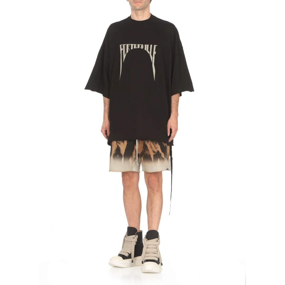 Rick Owens Zwart katoenen T-shirt met print Black Heren