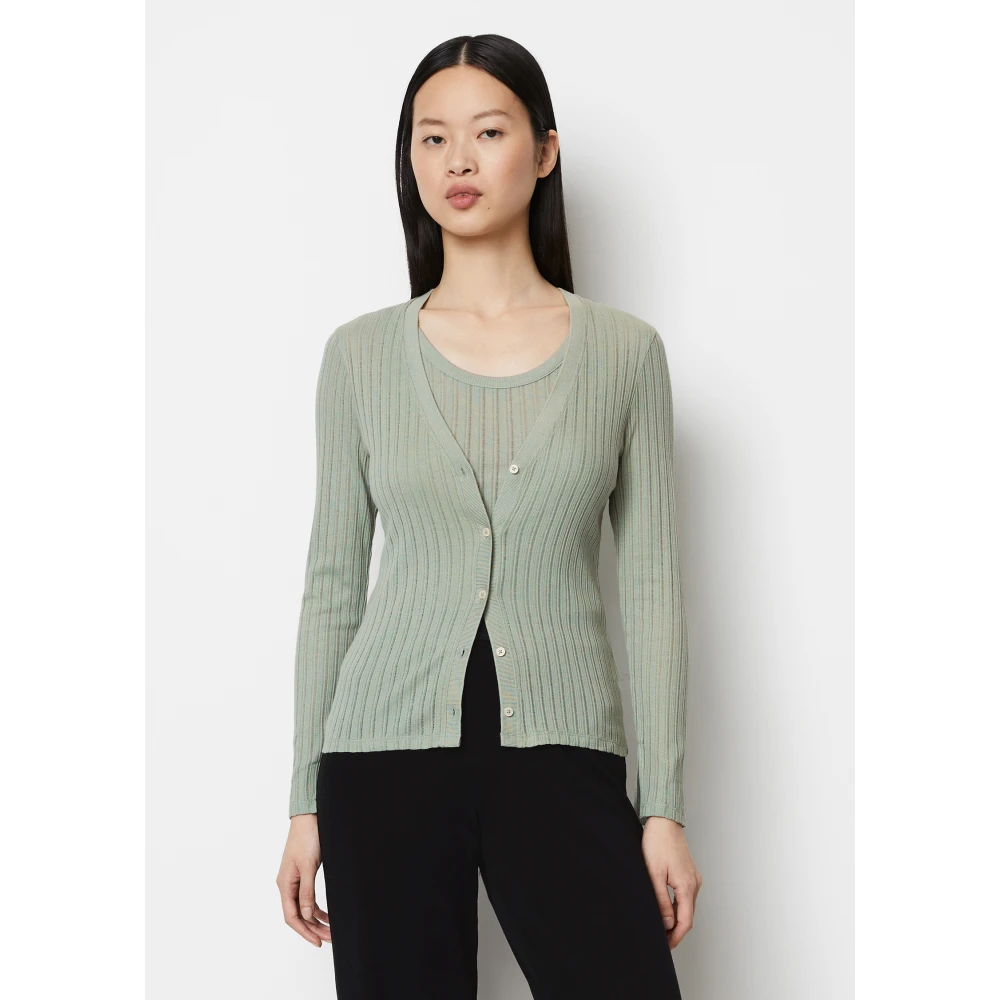Marc O'Polo Pointelle cardigan regular Green Dames