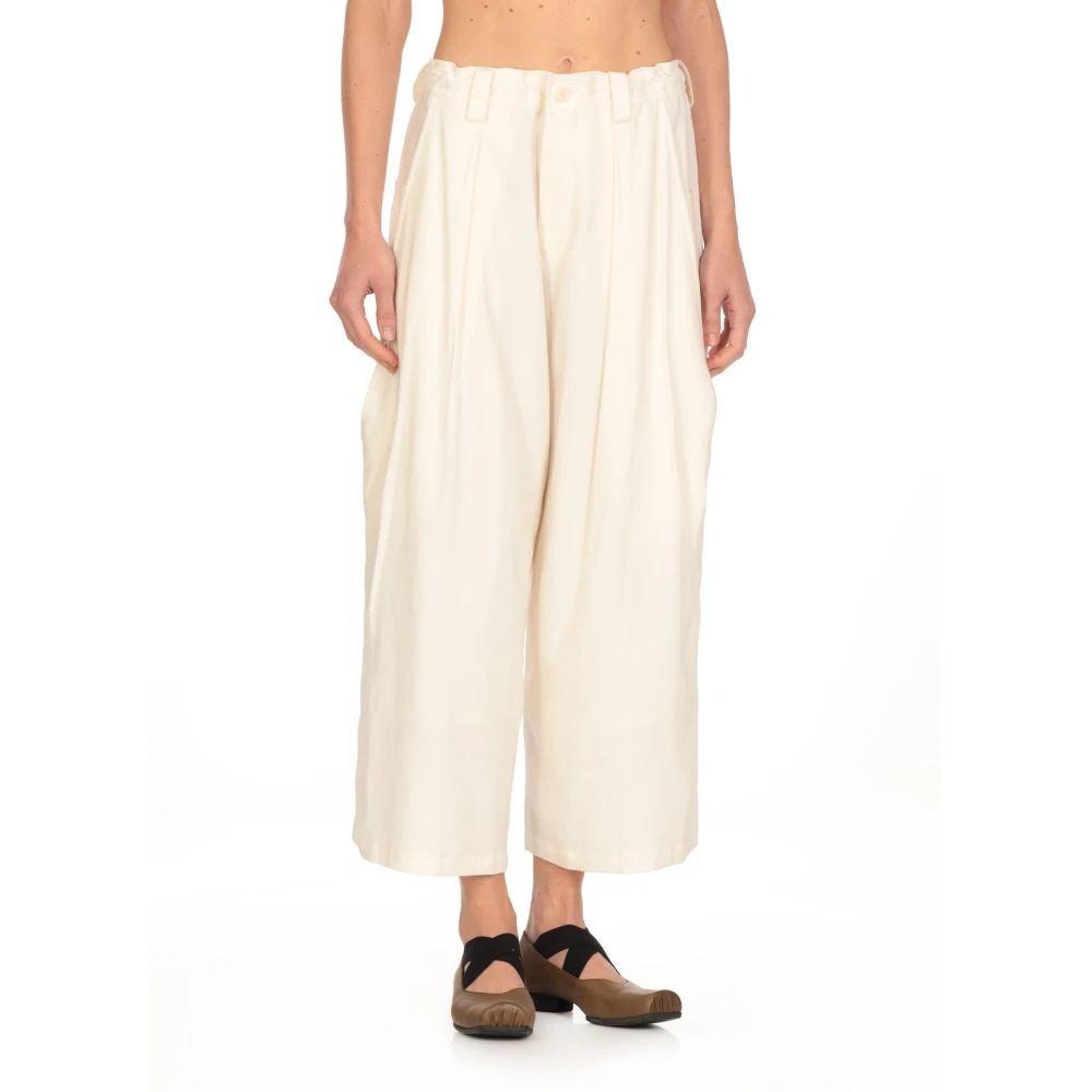 Y-3 Witte Linnen Broek met Koord White Dames