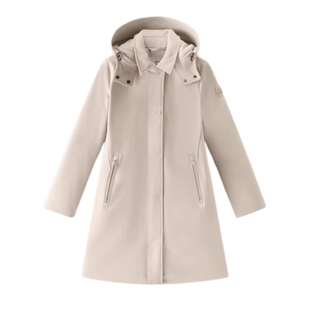 Woolrich Afneembare capuchon technische stof trenchcoat Beige Dames