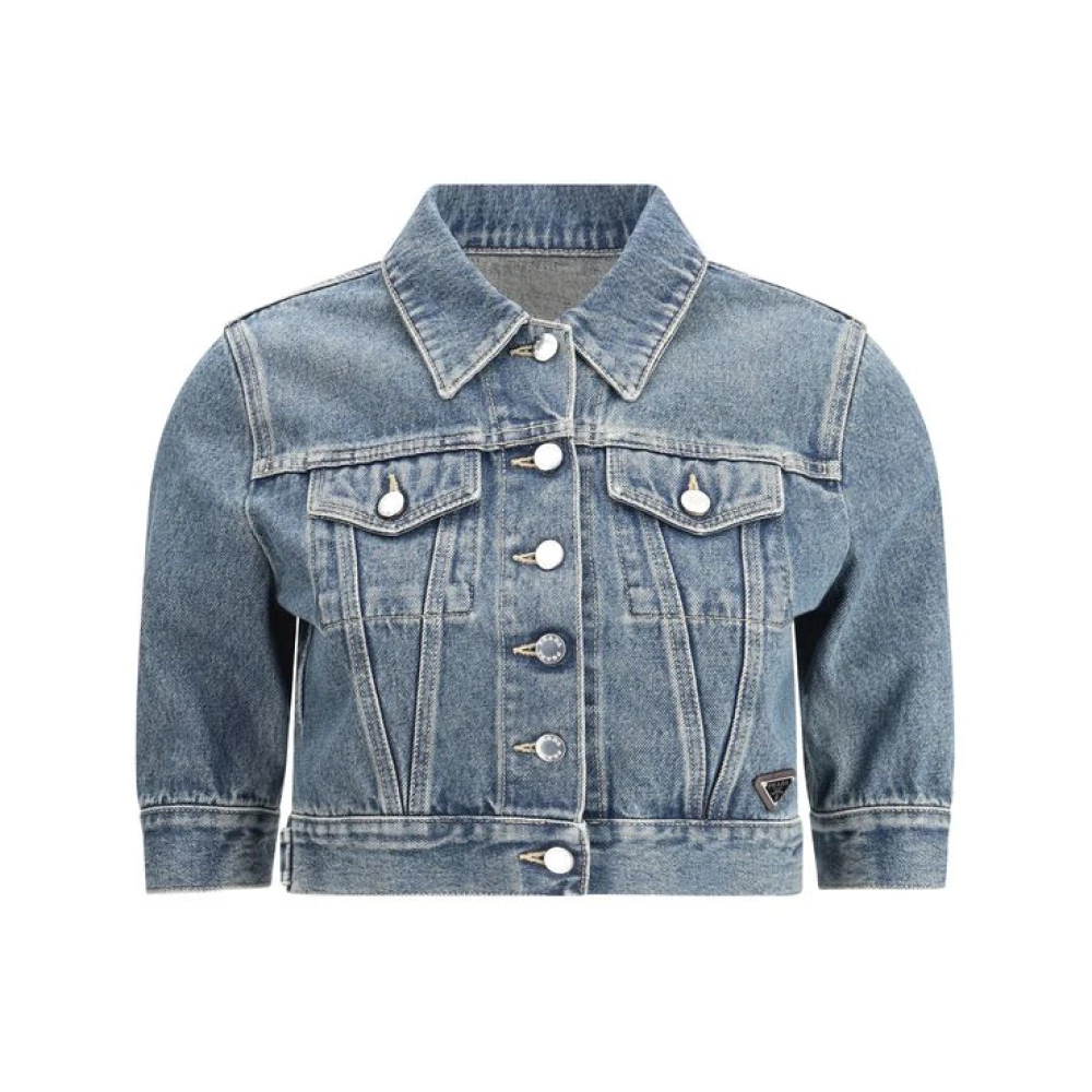 Prada Denim jack met klassieke kraag Blue Dames