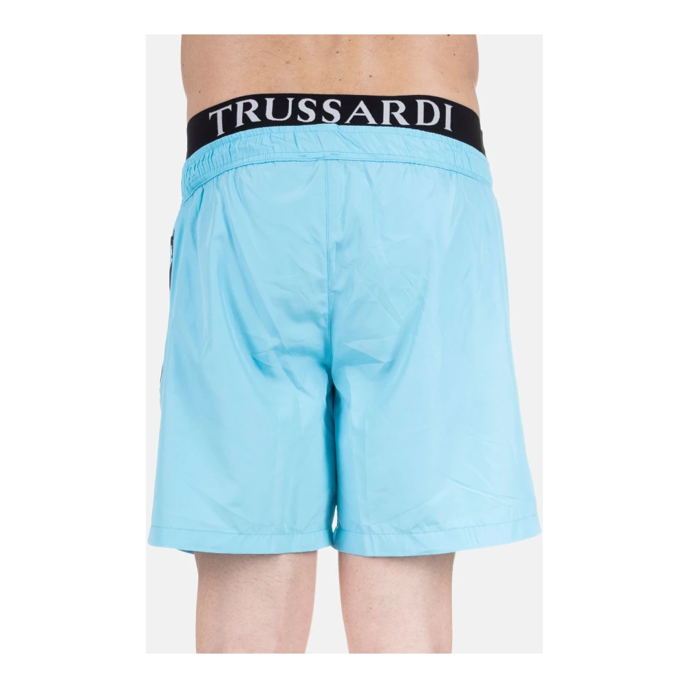 Trussardi Sportieve Heren Zwemkleding met Rits Blue Heren
