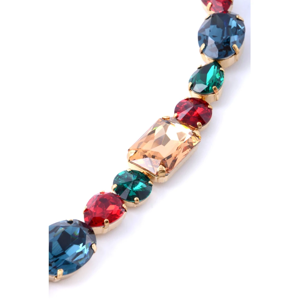 Dolce & Gabbana Kristal Gouden Gesp Riem Blue Dames
